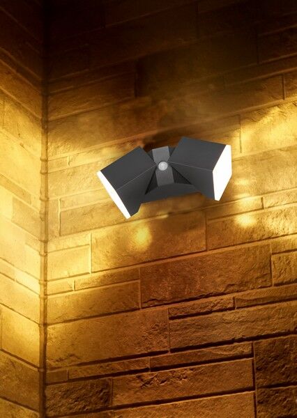 TRIO 270669242 AVON exteriérové nástenné svietidlo so senzorom SMD LED V280mm 2x7W/800lm 3000K IP54 antracit, biela