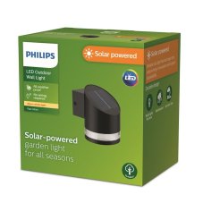 Philips 8720169265585 Outdoor solar Fyve solární nástěnné svítidlo LED 1,5W/200lm 2700K IP44 černá