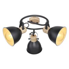 GLOBO 54018-3S WIHO stropné bodové svietidlo/spot D250mm 3xE27 čierna, imitácia dreva