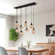 TRIO 317000813 LUMINA závěsné svítidlo 8xE14 černá matná, jantarová