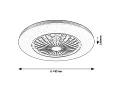RABALUX 71330 Dalfon2 stropní svítidlo s ventilátorem D485mm LED 48W/3100lm 3000-6500K černá, stmívatelné, dálkový ovladač, starlight efekt