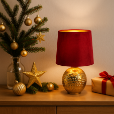 TRIO R50821010 SOPHIA stolná lampička D160mm 1xE14 zlatá, červená