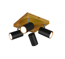 TRIO 812400432 MARLEY bodové svítidlo 4xGU10 černá matná, dřevo