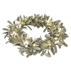 EMOS DCTW28 vánoční dekorace - věnec jmelí 25 LED D35cm 0,2W teplá bílá, barva drátu - transparentní, časovač, 3xAA excl.