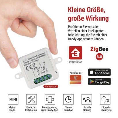 EMOS H5103 GoSmart spínací modul 1-kanálový nevyžaduje N vodič ZigBee