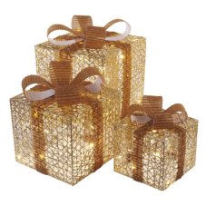 DCFC14 EMOS vianočná dekorácia - darčeky LED 3 veľkosti 15x15x15cm, 20x20x20cm, 25x25x25cm, teplá biela