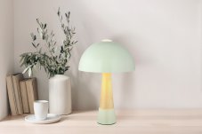 Stolná lampa 1x E27 zelená, imitácia dreva IP20 GLOBO lighting PAULIN 51570114