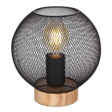 GLOBO 15663T PABLO stolná lampička D200mm 1xE27 čierna, drevo