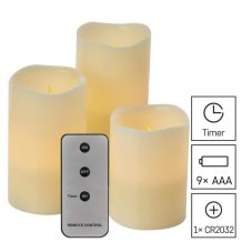 EMOS DCCV07 vánoční dekorace vosková svíčka LED 0,06W vintage, časovač, 3-set+dálkový ovladač, 9×AAA excl.