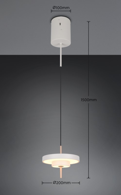 TRIO 340210176 KEATON závesné svietidlo D200mm SMD LED 10W/1200lm 2300+3000+4000K svetlošedá, switchdimmer