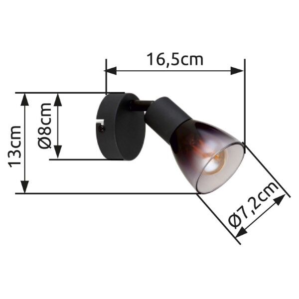 GLOBO 54312-1 SATELLA nástenné bodové svietidlo/spot 1xE14 čierna matná, dymová
