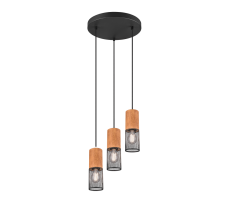 TRIO 304330332 TOSH závěsné svítidlo D280mm 3xE27 matná černá, dřevo
