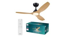 Stropní ventilátor se světlem LED 3000–6500K čierna, drevo IP20 PHILIPS Olas 8721103096128