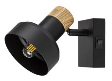 RABALUX 73055 Saskia nástenné bodové svietidlo/spot s vypínačom D100mm 1xE14 čierna, drevo