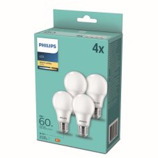 Philips 8718699774639 LED žárovka E27 8W/60W 806lm A60 2700K 4-set