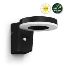 Philips 8720169265769 UltraEfficient Solar Zonal solárne nástenné svietidlo so senzorom PIR LED 1,3W 250/25lm 3000K IP44 čierna