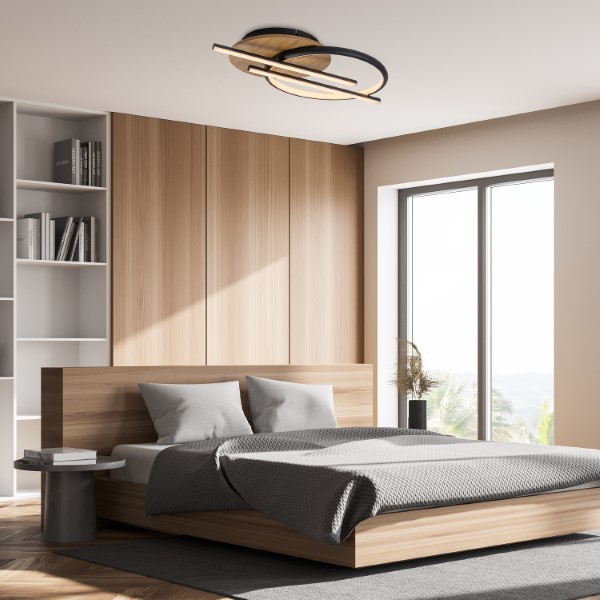 RABALUX 71404 Arash stropné svietidlo LED 40W/2200lm 3000+4000+6500K čierna, drevo, biela