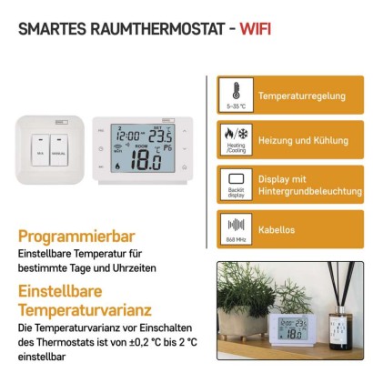 Emos P56211 GoSmart Bezdrátový pokojový termostat, bílá, WiFi