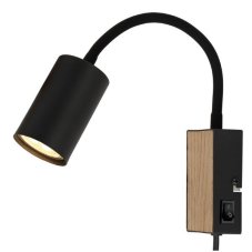 GLOBO 57911WBW ROBBY nástenné svietidlo s vypínačom 1xGU10 matná čierna