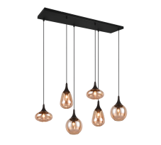 TRIO 317000613 LUMINA závěsné svítidlo 6xE14 černá matná, jantarová