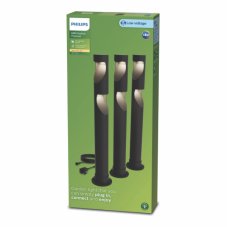 Zahradní sloupkové svítidlo LED 2700K čierna IP44 PHILIPS GardenLink Low Volt Desi Kit 8720169387010 adaptér, balení 3 ks, kabel