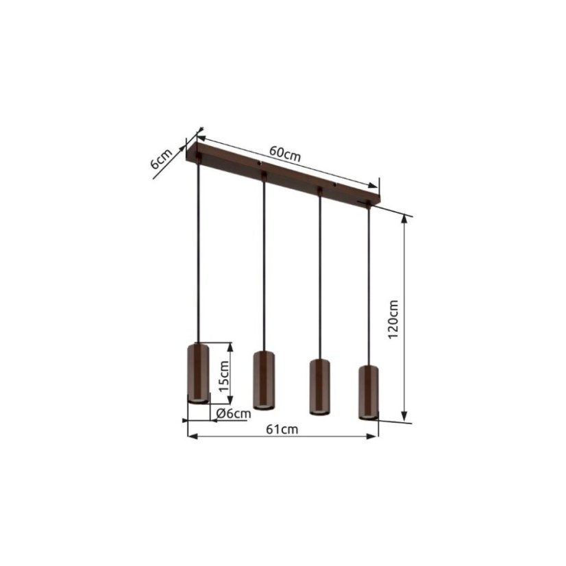 GLOBO 57919-4H JAMES závěsné svítidlo 4xGU10 bronzová hnědá
