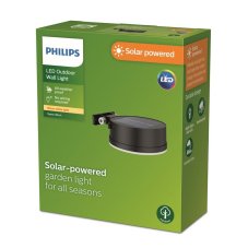 Philips 8720169265622 Outdoor solar Vynce solární nástěnné svítidlo LED 1,5W/200lm 2700K IP44 černá