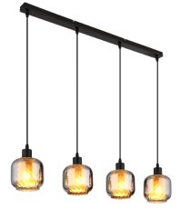 GLOBO 15754-4H XIA závěsné svítidlo 4xE27 černá, kouřová