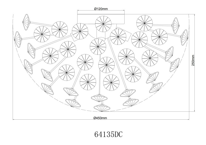 GLOBO 64135DC KATRINA stropní svítidlo D450mm 4xG9 3,5W/350lm 3000K chromová, kouřová