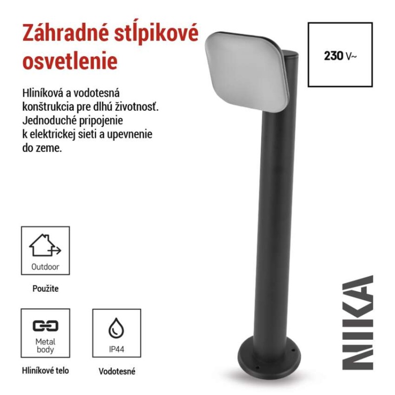 Emos ZGE0A4L NIKA venkovní stojanové svítidlo/sloupek LED 120 × 120 × 500 mm 12,5W 900lm 3000K IP44 antracit