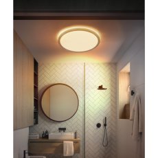 GLOBO 41562-24WW SAPANA stropní svítidlo D420mm LED 24W/2300lm 3000K IP44 imitace dřeva, bílá