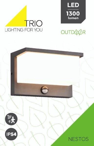 TRIO 240969142 NESTOS vonkajšie nástenné svietidlo so senzorom SMD LED 13W/1300lm 3000K IP54 antracitová, biela