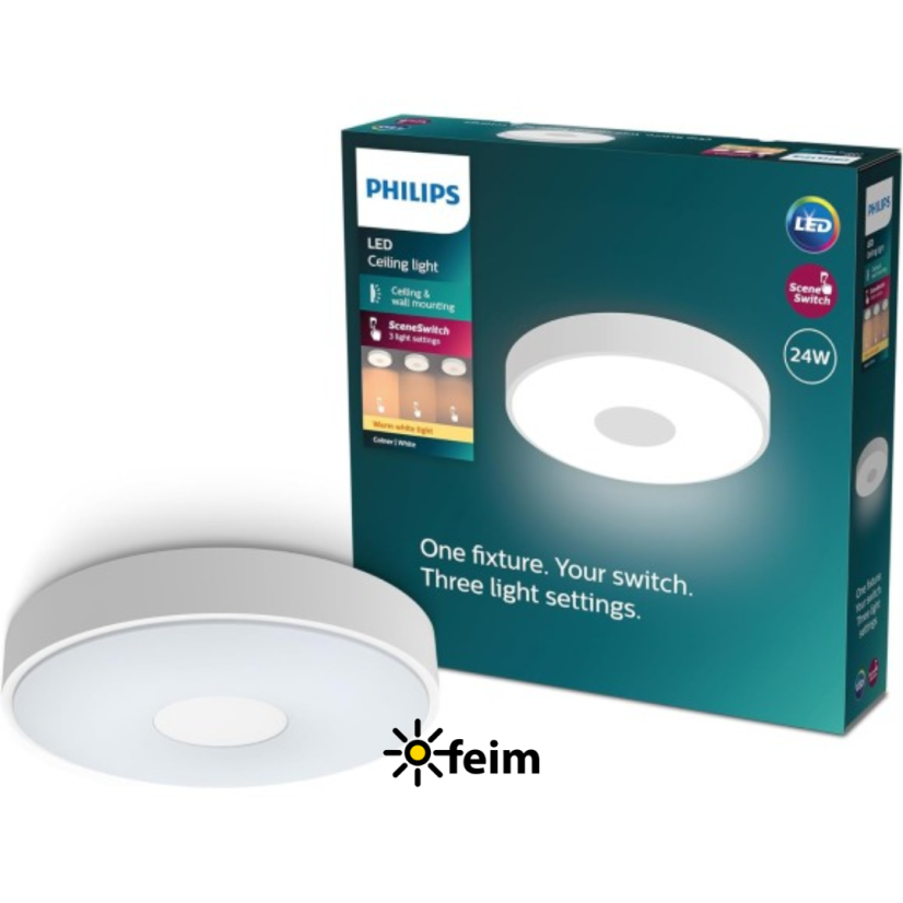 Philips 8720169301252 Coiner stropní svítidlo D389mm LED 24W/2700lm 2700K bílá, SceneSwitch