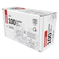 D3FC01 EMOS NANO vianočná reťaz - ježko 100 LED 2,4 m, 3xAA, studená biela, časovač