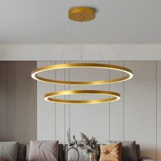 Immax 07158-G80-60 NEO FINO závesné svietidlo LED D800mm+D600mm 93W/6975lm 2700-6500K matná zlatá, diaľkové ovládanie