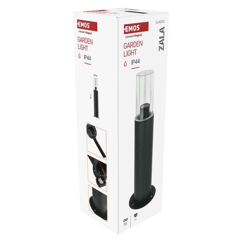 Emos ZGC0A0P ZALA venkovní stojanové svítidlo/sloupek E27 140 × 140 × 500 mm  IP44 antracit