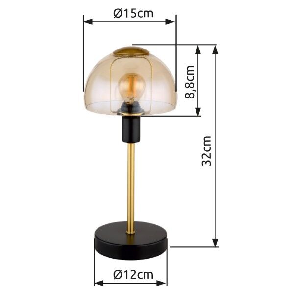 GLOBO 21914A KOKKINI dotyková stolná lampička V320mm 1xE14 čierna, jantárová ON/OFF