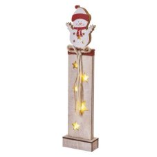 DCWW12 EMOS LED dekorace dřevěná – sněhulák, 46 cm, 2x AA, teplá bílá, časovač