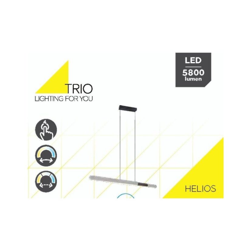 TRIO 343310305 HELIOS závesné svietidlo SMD LED 48W/5800lm 2700-6500K brúsený hliník