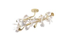 Stropné svietidlo 70 cm 6x G9 zlaté s keramickými bielymi lístkami Zuma Line LEAF MX2858-6-EGN