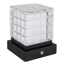 GLOBO 21009S LUNKI dotyková stolní lampička LED V100mm 2,5W/206lm 2700+6500+4000K černá, průhledná, včetně baterie CR18650 1800mAh 3,7V, USB-A 2.0 - USB-C