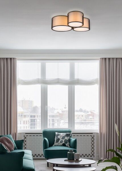 TRIO 611490332 BURTON stropní svítidlo 3xE27 černá matná, kouřová