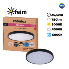 RABALUX 71435 Alenzo stropní svítidlo D255mm LED 12W/780lm 3000+4000+6000K IP44 černá, DIP switch
