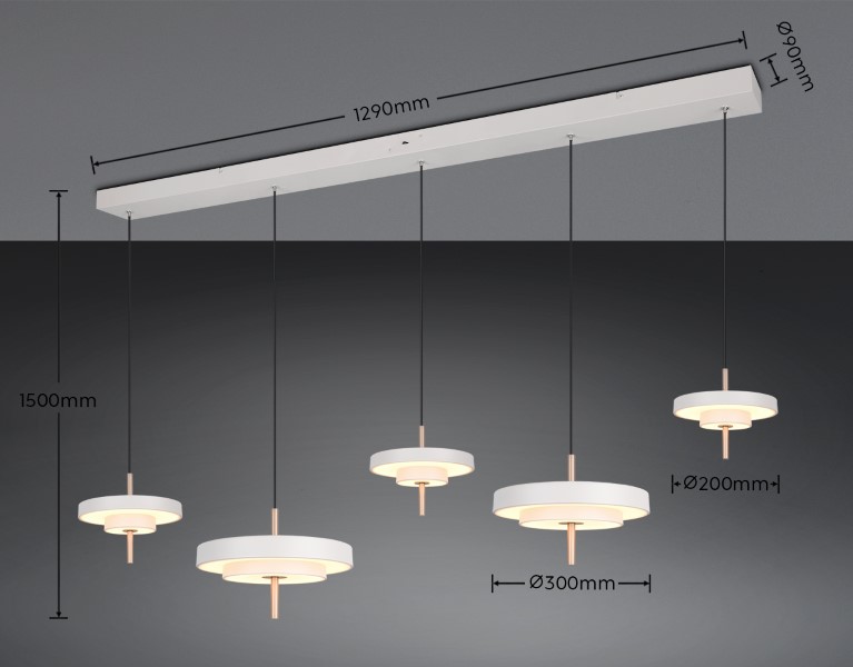 TRIO 340210576 KEATON závesné svietidlo D300mm SMD LED 50W/5900lm 2300+3000+4000K svetlošedá, switchdimmer