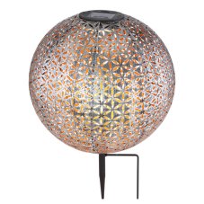 Globo 33629 solárne svietidlo dekoratívne, zapichovacia guľa s ozdobným dierovaním D270mm LED 0,06W 3000K, vrátane batérie 1xAA Ni-Mh 600mAh, IP44, strieborná, zlatá