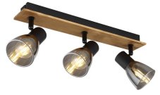 GLOBO 54307-3W CLAUDE stropné bodové svietidlo/spot 3xE14 čierna matná, drevo, dymová