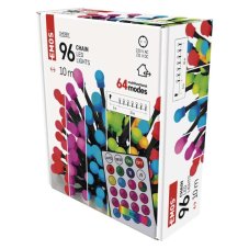 EMOS D5AA01 vánoční řetěz - kuličky CHERRY 96 LED 10m 3,6W RGB, IP44, barva drátu - černá, časovač, dálkový ovladač, adaptér