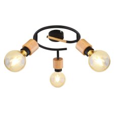 GLOBO 54031-3 JORNA stropné bodové svietidlo/spot D250mm 3xE27 čierna, drevo