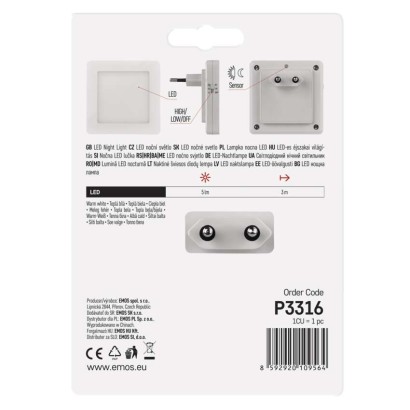 EMOS P3316 LED noční světlo s fotosenzorem do zásuvky