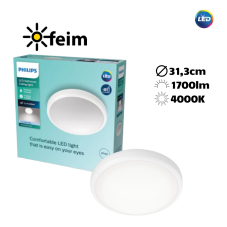 Philips Doris LED CL257 Stropné svítidlo do koupelny kruhové 17W/1700lm 313mm 4000K IP44 bílá